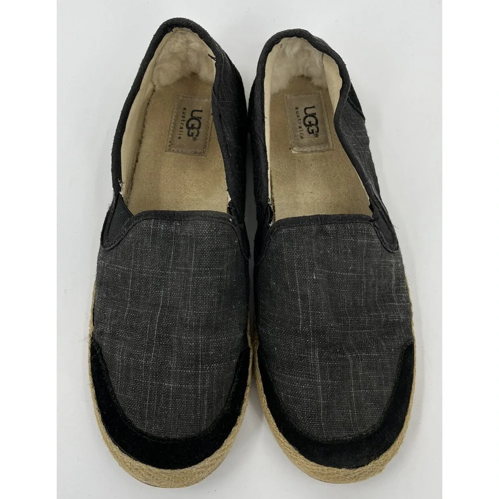 Ugg Delizah Espadrille Women's Size 9.5 40.5 Black Canvas Slip On Flats
